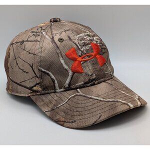 Under Armour Camo Youth Hat Cap Snapback Orange Logo Hunting Camouflage Kids